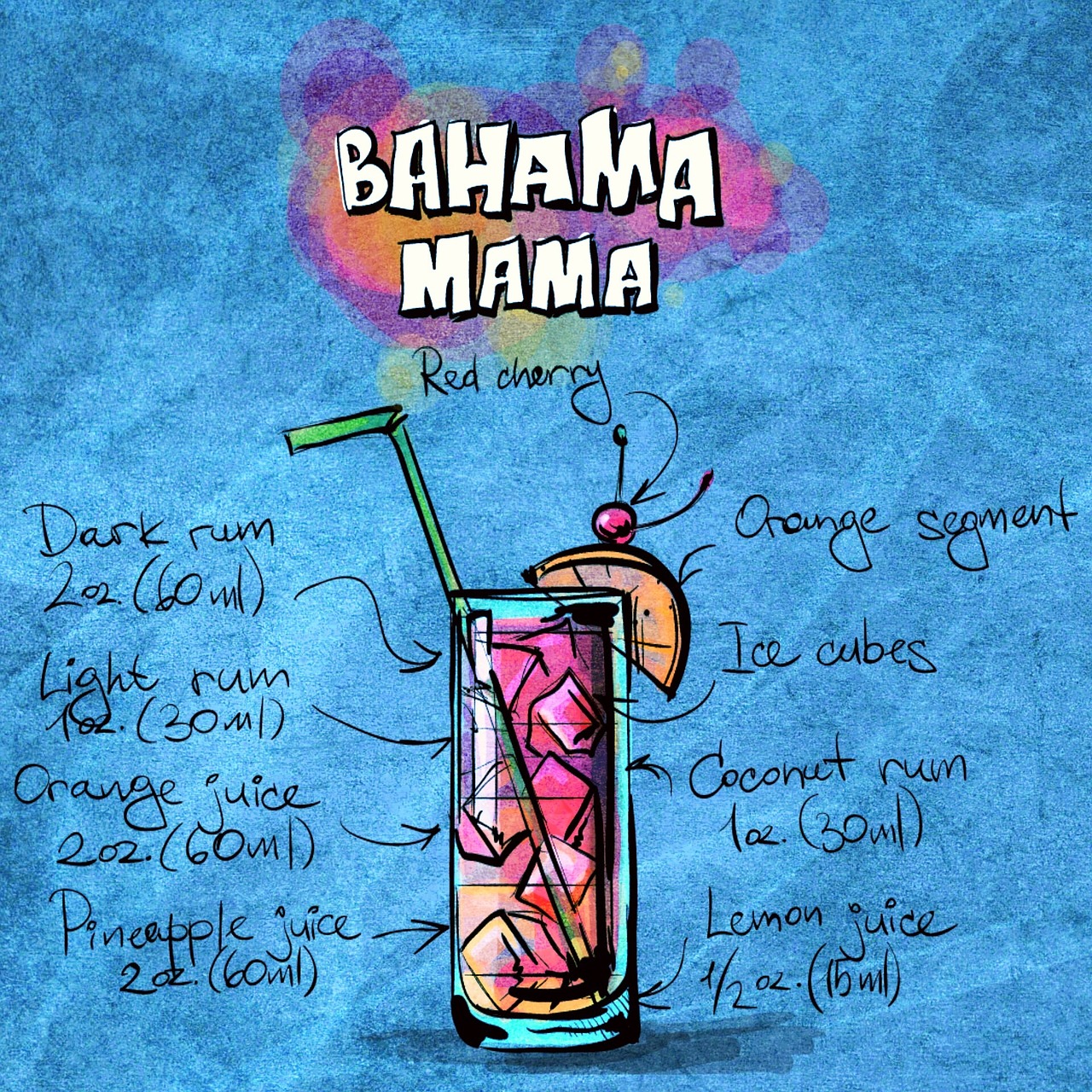 cocktail, bahama mama, alcohol