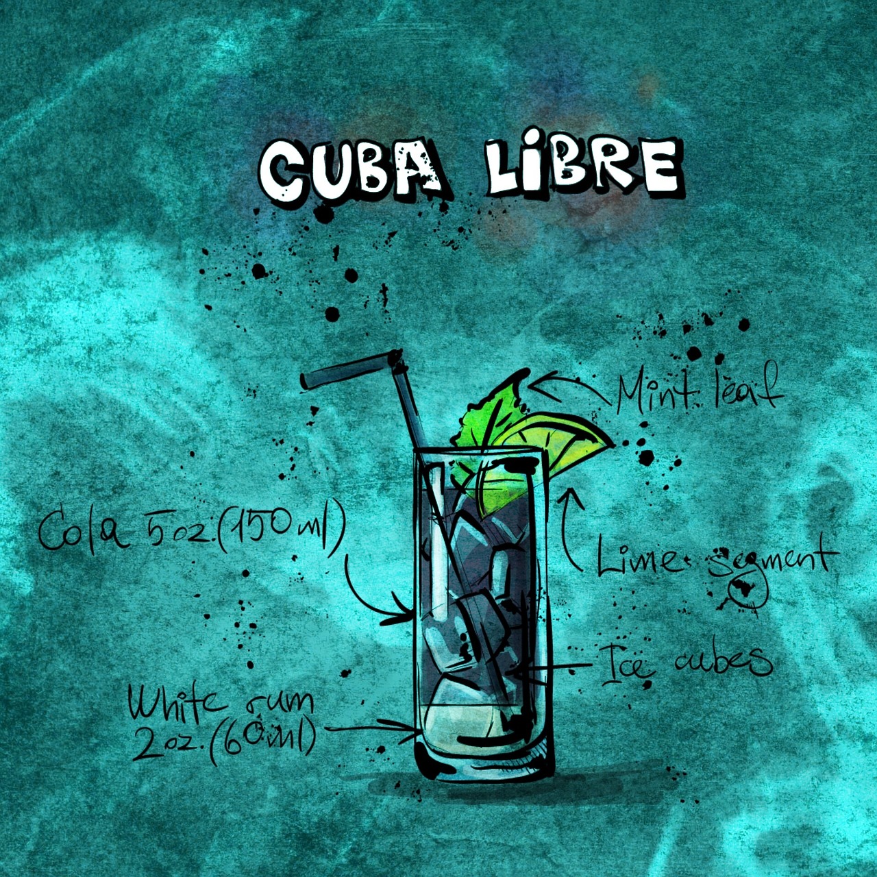 cocktail, cuba libre, alcohol