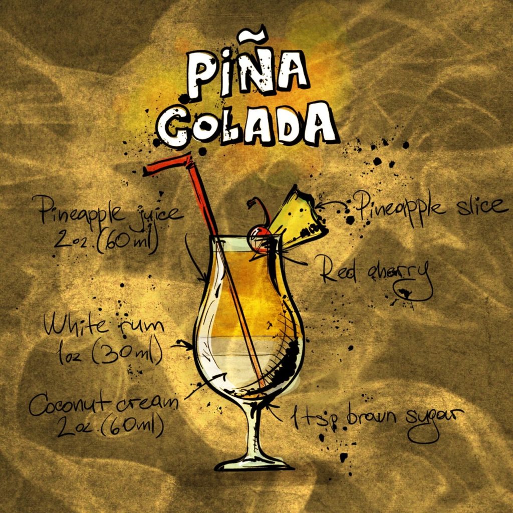 cocktail, pina colada, alcohol