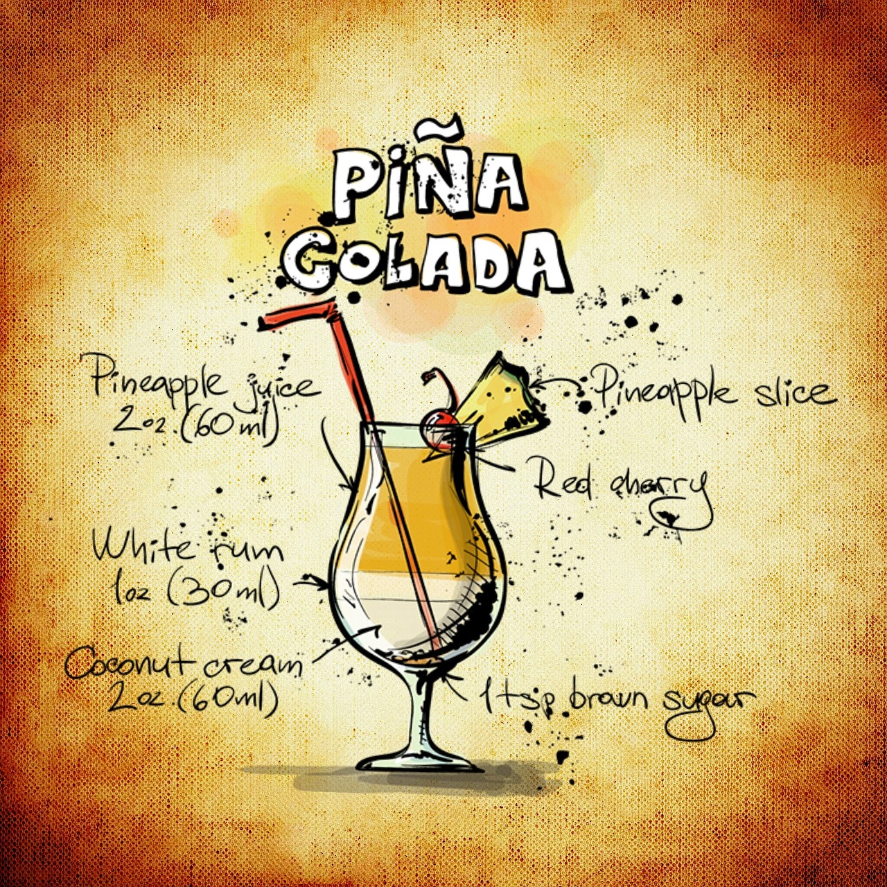 cocktail, pina colada, party