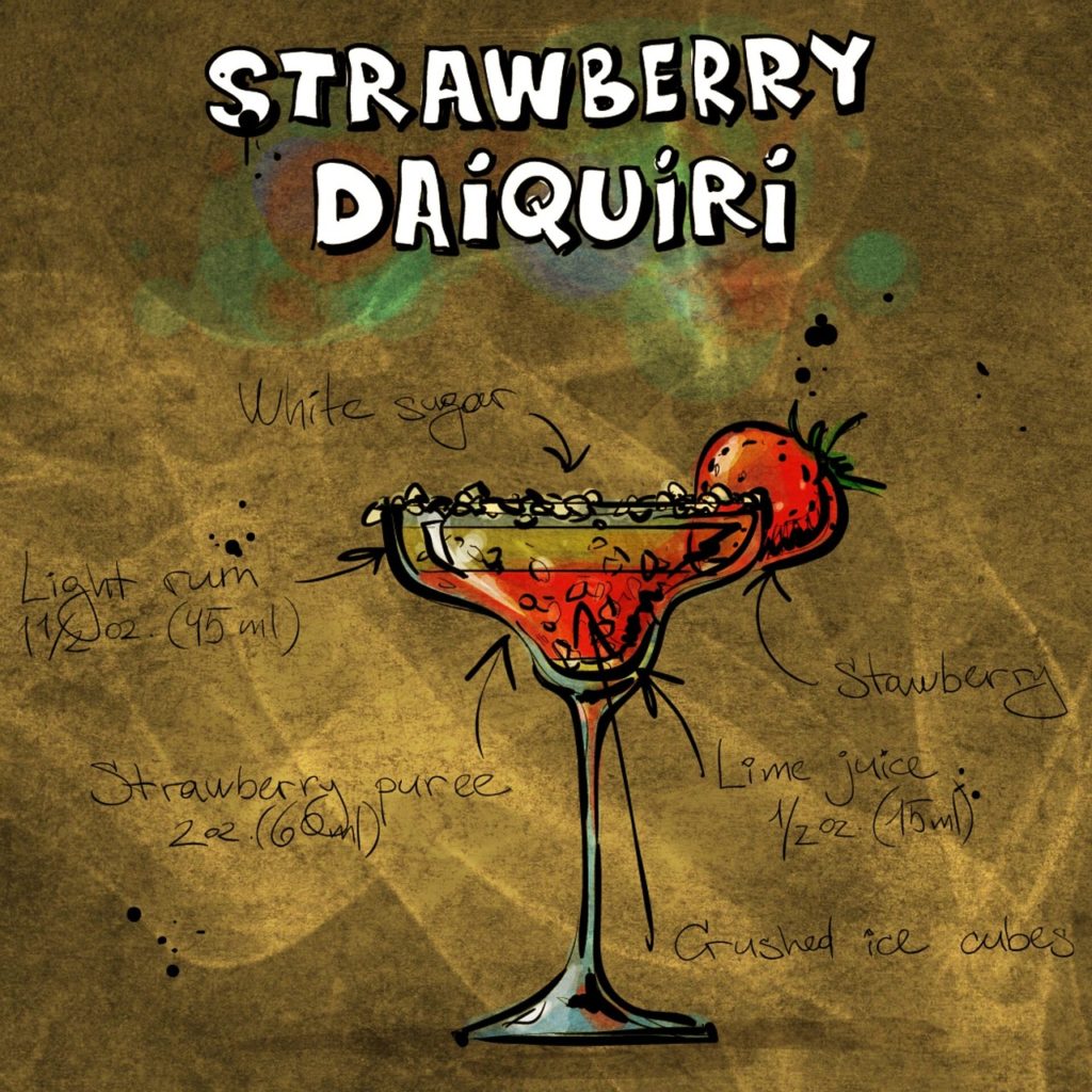 cocktail, strawbeery daiquiri, summer